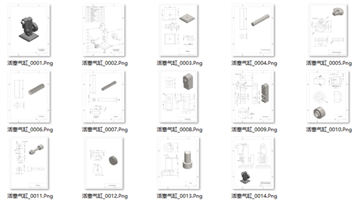 活塞气缸全套技术工程图纸